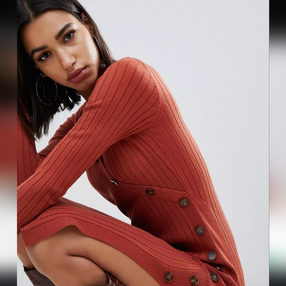 Sweater Dress with Button Detail - Picture 2 of 5